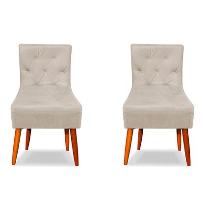 Imagem de 2 Cadeiras Sala de Jantar Decorativa Suede Várias Cores Pés Palito Para Escritório e Sala