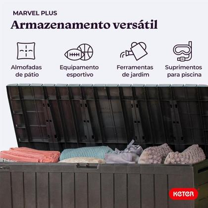 Imagem de 2 Caixas Grandes Organizadoras 270 Litros Baú Com Tampa Armazenamento Multiuso Marvel Keter
