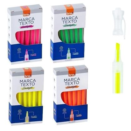 Imagem de 2 Caixas Marca Texto Fluorescente Transparente 12 Unidades BRW