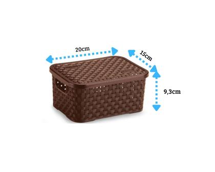 Imagem de 2 Caixas Organizadora Rattan Com Tampa PP Nitron Cinza