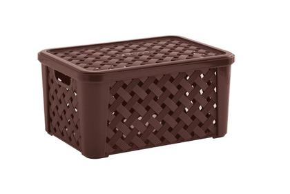 Imagem de 2 Caixas Organizadora Rattan Com Tampa PP Nitron Cinza