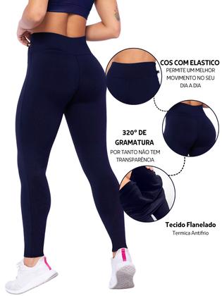 Imagem de 2 Calça Legging Flanelada Térmica Anti frio Suplex Cintura Alta Feminina Fitness.