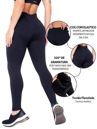 Imagem de 2 Calça Legging Flanelada Térmica Anti frio Suplex Cintura Alta Feminina Fitness.