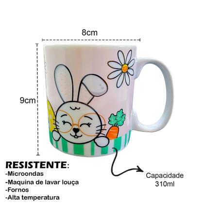 Imagem de 2 Caneca coelho chocolate 310 Ml Café Chá Xicará para cesta de Feliz pascoa