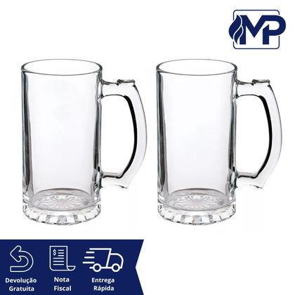 Imagem de 2 Canecas Chopp Cerveja Bar Restaurante Vidro Grande 510ml
