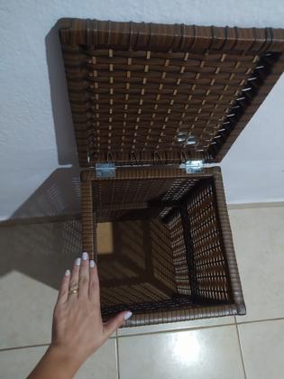 Imagem de 2 cesto de roupa suja fibra sintetica vime respiravel