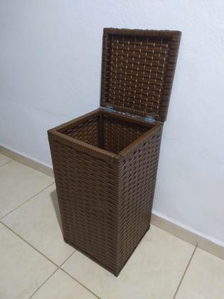 Imagem de 2 cesto de roupa suja fibra sintetica vime respiravel