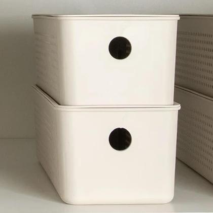 Imagem de 2 Cestos Organizadores Multiuso Empilháveis 4,2L Retangular 26x12x13cm com Perfurações Flow