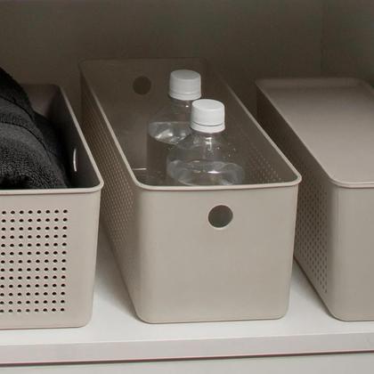 Imagem de 2 Cestos Organizadores Multiuso Empilháveis 4,2L Retangular 26x12x13cm com Perfurações Flow