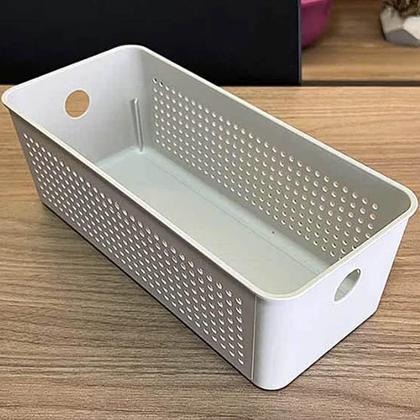 Imagem de 2 Cestos Organizadores Multiuso Empilháveis 4,2L Retangular 26x12x13cm com Perfurações Flow