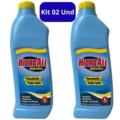 Imagem de 2 Clarificante Floculante Hidrofloc 1 L Tripla Ação Hidroall