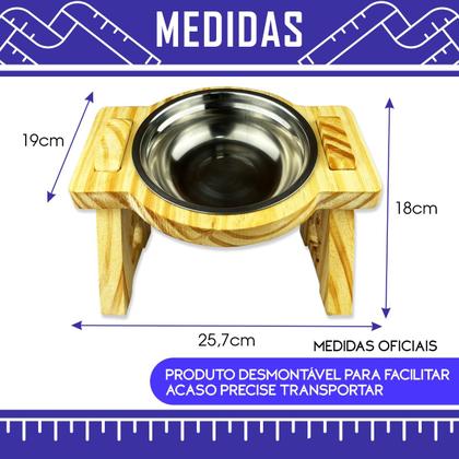 Imagem de 2 Comedouro Elevado Ergonômico Cães E Gatos 1 Pote Madeira Clara