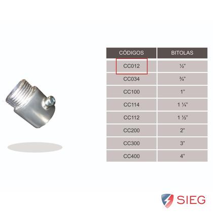 Imagem de 2 Conector Unidut Cônico Sieg Medida 1/2 Em Alumínio