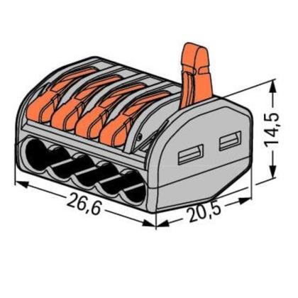 Imagem de 2 Conectores Original Wago C/ Alavanca 5 Entradas Até 4mm