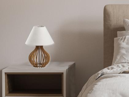 Imagem de 2 Conjunto Abajur Luminária Quarto Com Cúpula Em Tecido 2-P-Cru