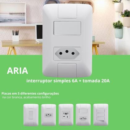 Imagem de 2 Conjunto Interruptor Simples + Tomada 20a 2P+T 250V Aria