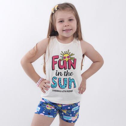 Imagem de 2 Conjuntos  Menina Infantil Feminino Regatas e Shorts Liso Estampadas em Cotton Algodão