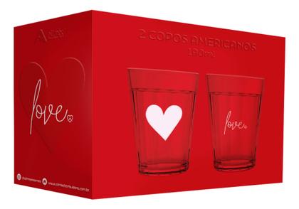 Imagem de 2 Copo Americano Love 190ml Licenciado Amor