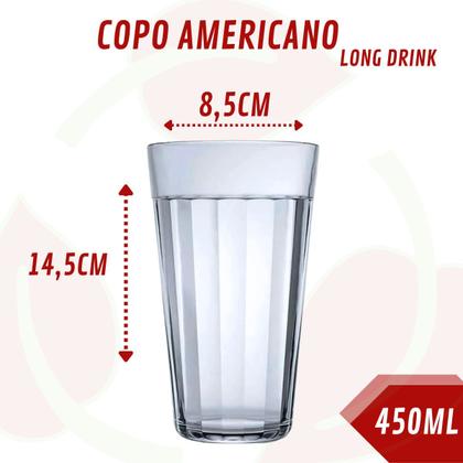 Imagem de 2 Copo de Vidro Long Drink Americano 450ML Nadir Bebidas