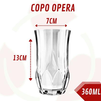Imagem de 2 Copo Ópera Redondo Transparente 360ML Água Suco Drink Nadir