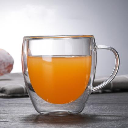 Imagem de 2 Copo Vidro Duplo Parede Dupla P Café Chá Drink 80ml C/alça
