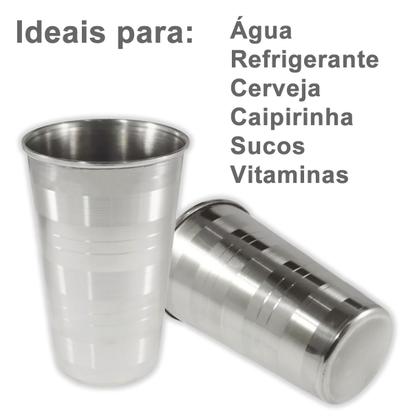 Imagem de 2 Copos Alumínio Resistente Grande Cerveja Agua Suco 390ml