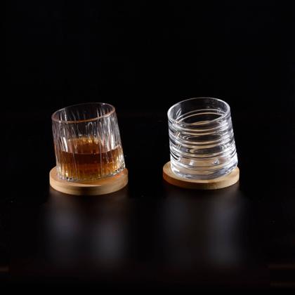 Imagem de 2 Copos para Whisky com 2 Bases de Bambu 300ml Kenya