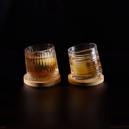 Imagem de 2 Copos para Whisky com 2 Bases de Bambu 300ml Kenya