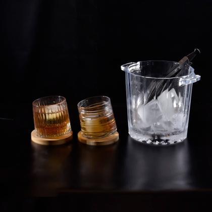 Imagem de 2 Copos para Whisky com 2 Bases de Bambu 300ml Kenya