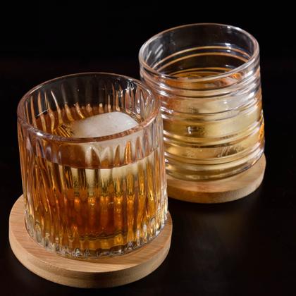 Imagem de 2 Copos para Whisky com 2 Bases de Bambu 300ml Kenya