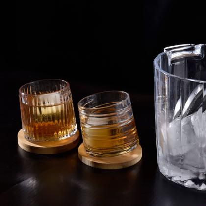 Imagem de 2 Copos para Whisky com 2 Bases de Bambu 300ml Kenya