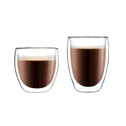 Imagem de 2 Copos Vidro Duplo Parede Dupla P Café Chá Água Drink 150ml