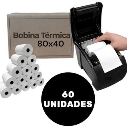 Imagem de 2 cx bobina termica 80x40 cupom fiscal branca pdv c/ 30 un