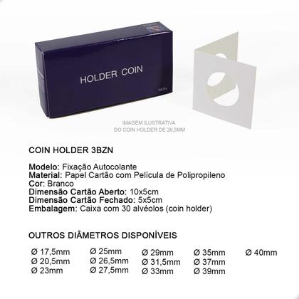 Imagem de 2 Cx Coins Holder Porta Moedas Autocolante 3BZN 17,5mm