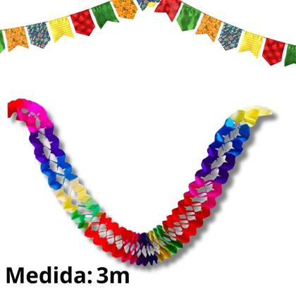 Imagem de 2 Enfeites Junino Guirlanda Dupla Papel 3m Festa Junina