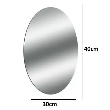Imagem de 2 Espelhos Adesivo Decorativo Oval Banheiro Quartos 30x40cm