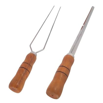 Imagem de 2 Espetos Espada 40cm De Inox Com Cabo Madeira - Churrasco