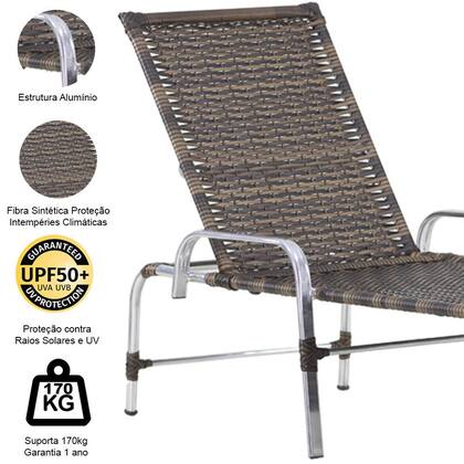 Imagem de 2 Espreguiçadeiras e Mesa Catar em Alumínio Para Piscina, Praia, Edícula e Varanda - Trama Original