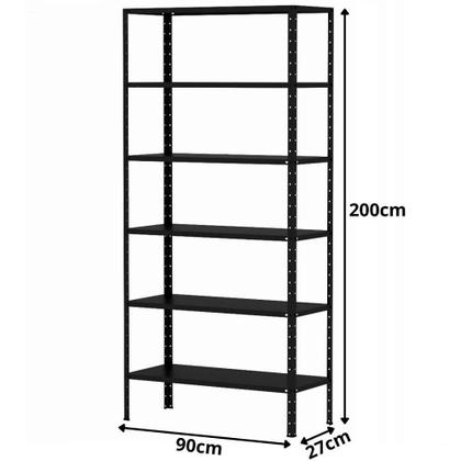 Imagem de 2 Estante Armário De Aço Para Almoxarifado Livros Sala 6 Bandejas Resistente 90cm Multiuso Para Quarto Escritório Organização