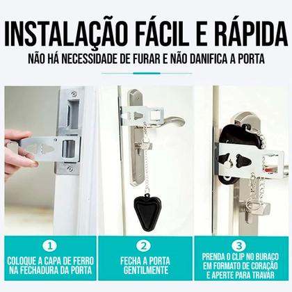 Imagem de 2 Fechadura Trava Porta Segurança Portátil Hotel Universal
