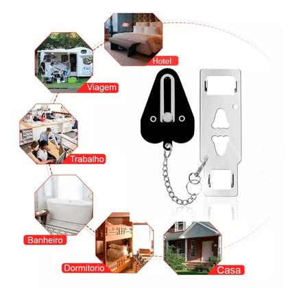 Imagem de 2 Fechadura Trava Porta Segurança Portátil Hotel Universal