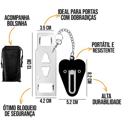Imagem de 2 Fechadura Trava Porta Segurança Portátil Hotel Universal