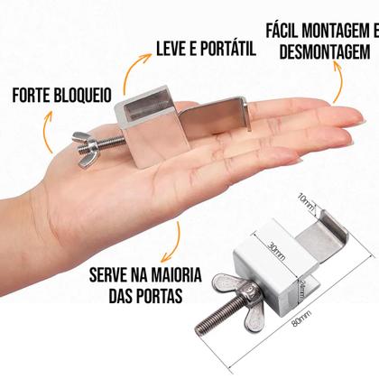 Imagem de 2 Fechadura Trava Porta Segurança Portátil Hotel Universal