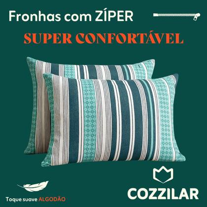 Imagem de 2 Fronhas Avulsas Para Travesseiro Malha Estampada 100% Algodão Toque Macio Com Zíper-COZZILAR
