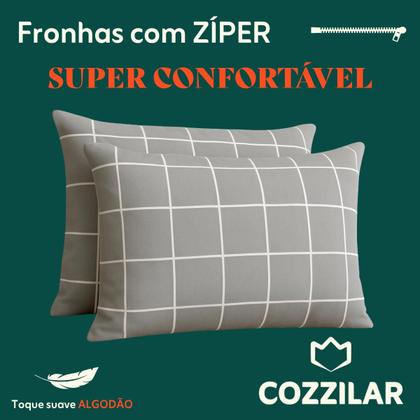 Imagem de 2 Fronhas Avulsas Para Travesseiro Malha Estampada 100% Algodão Toque Macio Com Zíper-COZZILAR