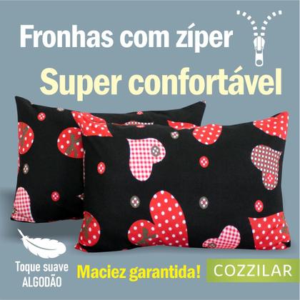 Imagem de 2 Fronhas Avulsas Para Travesseiro Malha Estampada 100% Algodão Toque Macio Com Zíper-COZZILAR