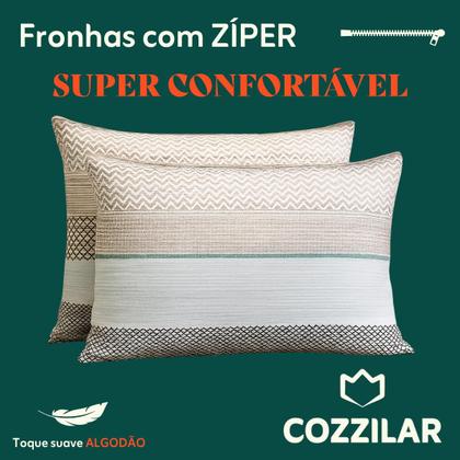 Imagem de 2 Fronhas Avulsas Para Travesseiro Malha Estampada 100% Algodão Toque Macio Com Zíper-COZZILAR