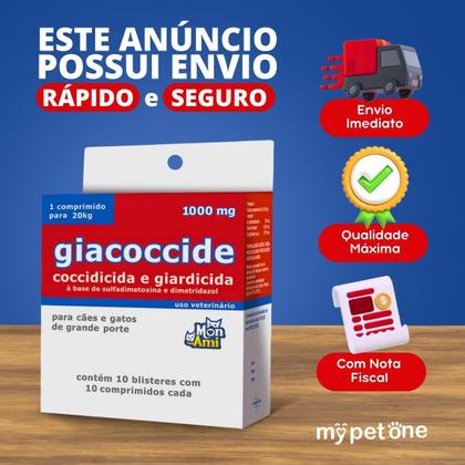 Imagem de 2 Giacoccide 1000mg Mon Ami - Antiparasitário Blíster 10 Comprimidos