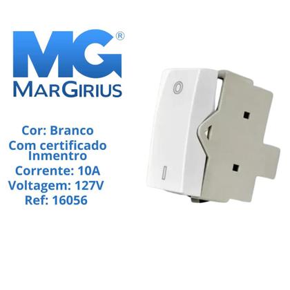 Imagem de 2 Interruptores Bipolar Simples 250v Linha Sleek 16056