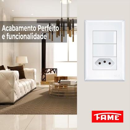 Imagem de 2 Interruptores Simples E 1 Tomada 2p+t 10a/250v Fame Kit 12